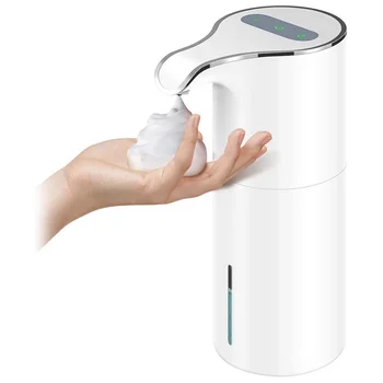 סבון מתקן אוטומטי - ללא מגע נטענת USB חשמלי קצף סבון מתקן מתכוונן, עמיד למים 450 מ 