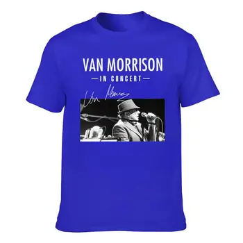 ואן מוריסון בהופעה כבד כותנה כל גודל כחול יוניסקס החולצה C2402 שרוולים ארוכים