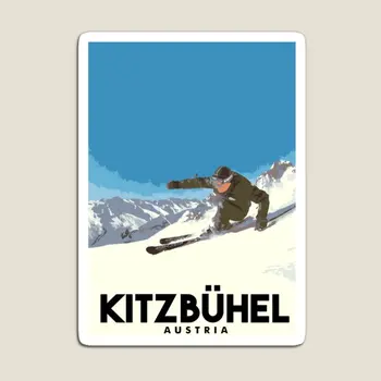 סקי Kitzbuhel אוסטריה מגנט צבעוני ילדים חמוד מגנטי על המקרר ארגונית בעל מדבקות מצחיק צעצוע התינוק הביתה
