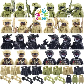 חם צבאי אבני הבניין רוח חיילי כוחות מיוחדים בובות שודדים אביזרים האקדח תרמילים צים חגורות נשק צעצוע ילדים.