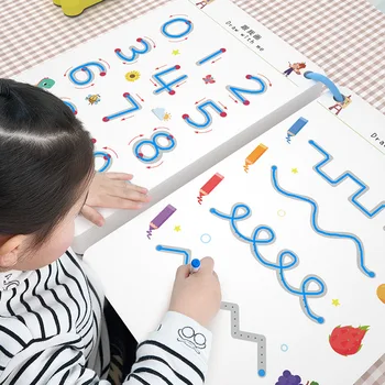 קסום מעקב מונטסורי חוברת עבודה לשימוש חוזר קסם אימון Copybook שליטה הדרכה ספר ילדים ציור החינוך מכשירי כתיבה