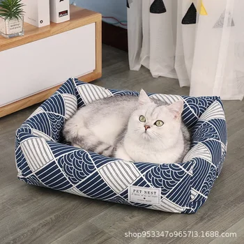 כיכר סריג המיטה כלב נוח לחיות מחמד במיטה חתול קן דו צדדי שמיש כרית כותנה שק שינה גדול חתול קטן מחמד פריטים מחמד