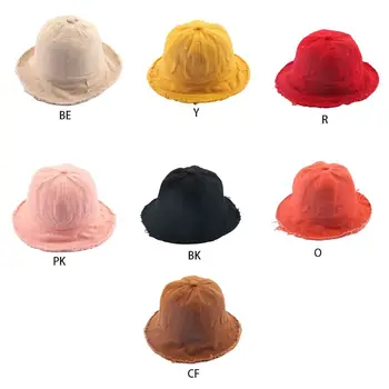 652F כותנה דלי כובע ילדים התינוק אופנתי קל משקל חיצוני שוליים רחבים, ציציות קיץ חוף נופש דייג כובע הכובעים