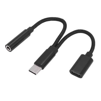 2 1 סוג C מתאם אוזניות USB C ספליטר ג ' ק AUX o טעינה ממיר עבור Huawei Samsung Xiaomi