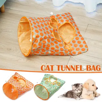 חתול המנהרה שקית חתול מחמד צעצועים אימון זריזות עצמית אינטראקטיבית משחק צעצוע מנהרה עם קטיפה הכדור עמיד מוצרים לחיות מחמד