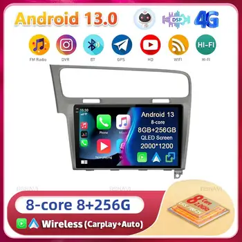 Android13 Carplay אוטו על פולקסווגן פולקסווגן גולף 7 MK7 GTI 2011 2012 2013 2014 - 2021 מולטימדיה הרדיו ברכב נגן WIFI+4G BT סטריאו