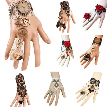 נשים וינטאג ' Steampunk כפפות היד שרוול ציוד בנות תכשיטים ואביזרים ויקטוריאני צמידים תחפושת תחרה Handwear