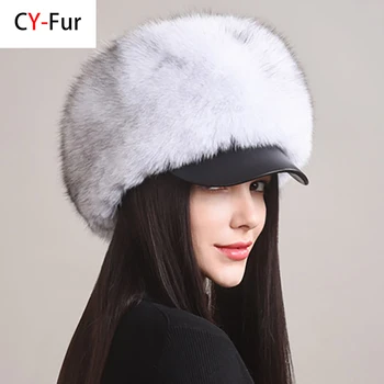 2024 אופנה חדשה Earflap כובע חורף של נשים כובע אמיתי פוקס כובעי פרווה הפלטה בנות רוסיות אמיתי פרווה כובעים כובע