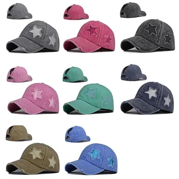נשים מחומש כוכבים זנב כובע בייסבול שטף בד כובע בייסבול Snapbacks כובעים ספורט תחת כיפת השמיים Sunhat הקוקו הכובע