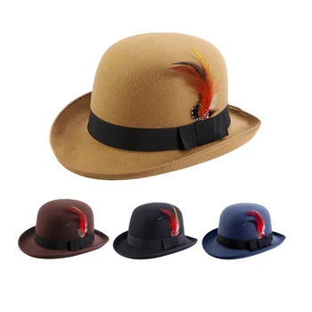 בציר פדורה כובע עם נוצה קצר ברים הכובע העליון המערבי כובע בוקרים על ילד גברים מבוגרים קאפ