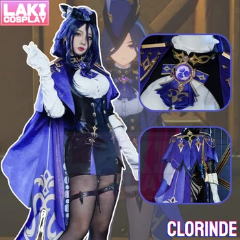 משחק Genshin השפעה Clorinde תחפושת האלוף היוצא לדו-קרב Clorinde Genshin Clorinde Cosplay תלבושות ו Clorinde קוספליי הפאה