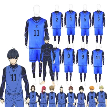 אנימה כחול נעילת תחפושות קוספליי Isagi יואיצ ' י Chigiri Bachira Rensuke Kunigami כדורגל Maillot רגל מדים בגדים גופיות