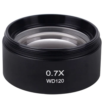 WD120 0.7 X Trinocular סטריאו מיקרוסקופ עזר Objective Lens עדשת בארלו 48mm חוט