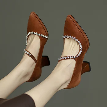 גביש יוקרה נשים עקבים גבוהים נעלי אלגנטי הצביע הבוהן נעליים 2024 אביב מעצב מסיבת סנדלים Mujer פאטוס משאבות