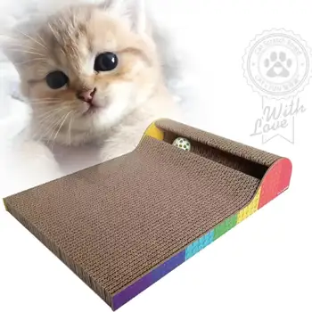 שריטת החתול Pad עם בל כדור צעצוע מקורה חתולים קרטון חתול מגרד