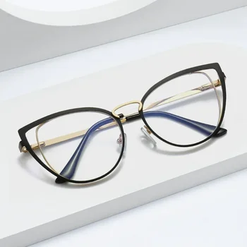 רגיל משקפיים האירופי, בסגנון אמריקאי, חתול עין-הולו-out מסגרת מתכת מסגרת משקפיים אנטי-אור כחול משקפיים