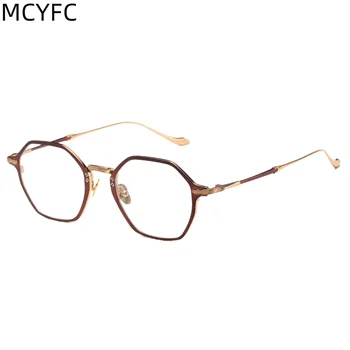 MCYFC בסגנון יפני טיטניום חומר מסגרת משקפיים לגברים ונשים אור אולטרה ספרות אמנות סדיר מסגרות משקפיים