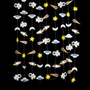 החלל החיצון נושא הדגל מערכת השמש תלויה למשוך הדגל Galaxy כוכב לכת זר יום הולדת אסטרונאוט DIY רקע קישוט