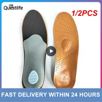 1/2PCS עור Orthotic מדרסים עבור רגל שטוחה תמיכה לקשת נעליים אורתופדיות הבלעדי מדרסי רגליים מתאים גברים, נשים, ילדים O/X