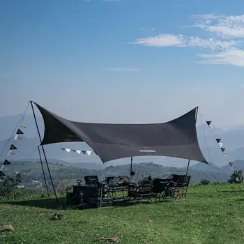 Naturehike BLACKDOG קמפינג נייד 5.7x5m גודל גדול סוכך אוהל 20 אדם 150D בד אוקספורד UPF50+ שמש מחסה