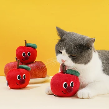 Bonzerpet חתול צעצוע צורת תפוח קטיפה טוחנת ללעוס ביס צעצוע Actinidia Silvervine טיזר ניקוי צעצוע