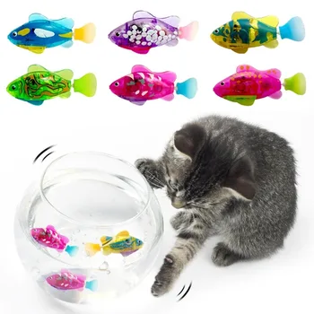 החתול החדש אינטראקטיבי חשמלי דג צעצוע מים חתול צעצוע משחקים מקורה שחייה דג רובוט צעצוע חתול וכלב עם אור LED צעצועים