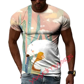 קיץ פנאי דפוס קריקטורה חולצת הטריקו של הגברים היפ הופ הדפסת 3D אישיות מצחיק Tees צוואר עגול שרוול קצר חולצות חדשות