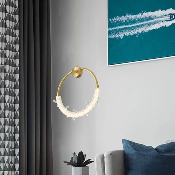 Biewalk מודרני הזהב הוביל נברשת הטבעת שרף מרקם אור יוקרה מודרני סלון חדר אוכל חדר השינה מנורה מנורה דקורטיבית