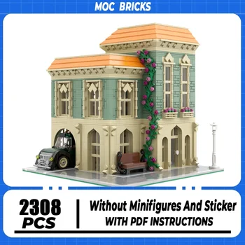 Moc בניין הדואר משלוח דגם המכונית טכנולוגיה לבנה DIY הרכבה מודולרית העיר Street View צעצוע מתנה
