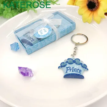 12PCS כחול הנסיך מחזיק מפתחות בתיבת מתנה תינוק מקלחת ולחבריו יום הולדת מזכרת היילוד הטבלה מתנה טובה.