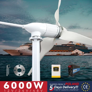 5ימים האיחוד האירופי לספק 4000W טורבינת רוח גנרטור ציר טחנת הרוח מקורות אנרגיה 12/24/48v 6KW 3 להבים Mppt בקר טעינה