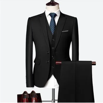 חליפת גברים 2023 האביב והסתיו High-End מותאם אישית עסקים בלייזרס חליפות 3 חלקים Multi-צבע בוטיק החליפה Terno Masculino