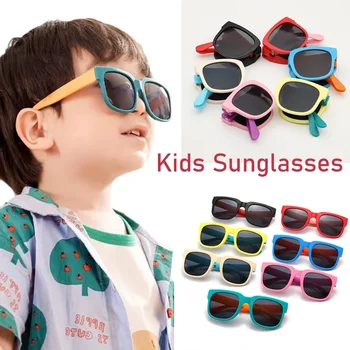 קיפול חיצונית ילדים משקפי שמש בנים בנות מותג עיצוב נייד מרובע ילדים Eyewear התינוק גוונים חיצוני הגנת UV400