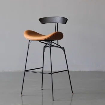 נורדי מעצב יוקרה בר הכיסא תעשייתי בסגנון וינטג מסגרת מתכת שחורה רגליים גבוה כורסה הכיסא אמנות Stoelen הבית ריהוט