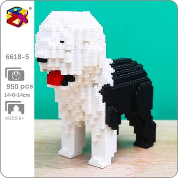 PZX 6618-5 בעלי חיים בעולם ישן אנגלית רועים כלב גור לחיות מחמד בובת DIY מיני יהלומים אבני בניין לבנים צעצוע לילדים אין קופסא