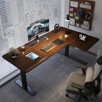 פינת עץ מלא חשמלי שולחן מרים שולחן מחשב בצורת פינה בבית על ספורט אלקטרוני שולחן שולחן במשרד, הבוס השולחן
