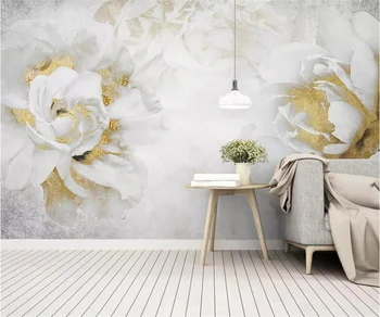 רקעים מותאמים אישית 3d ציור קיר מודרני מינימליסטי פרחים זהב רוז מקורה רקע הטלוויזיה קישוט הבית 3d טפט